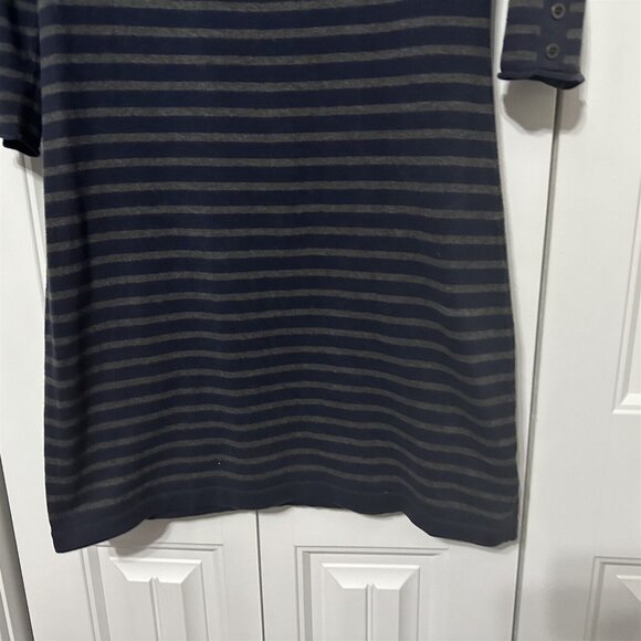 Banana Republic Sweater Dress Women's Medium Striped Gray Blue Cotton - Picture 3 of 8